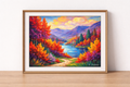 Vibrant Fauvist landscape with lake