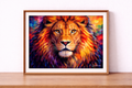 Lion portrait in vibrant Fauvism style
