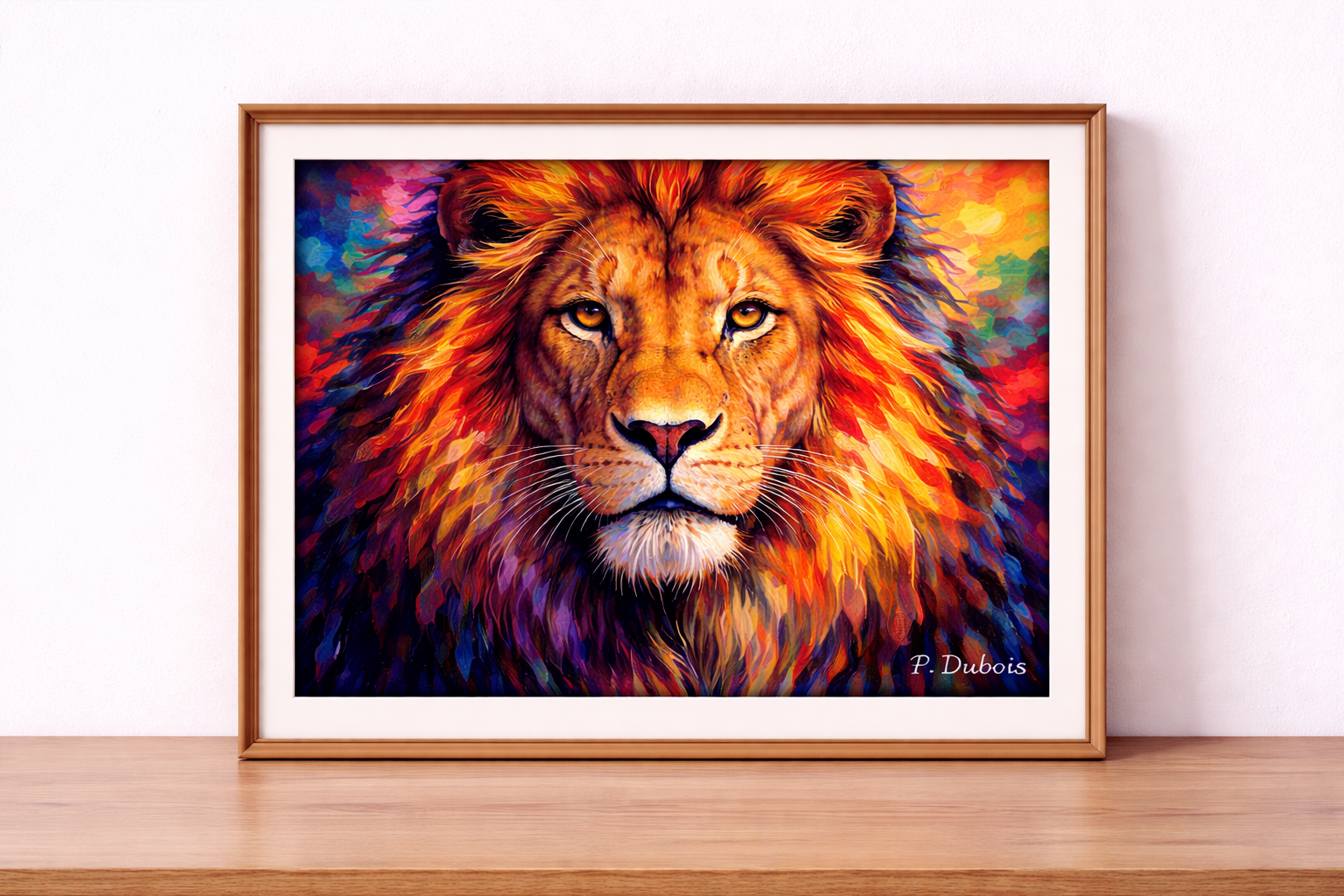 Lion portrait in vibrant Fauvism style