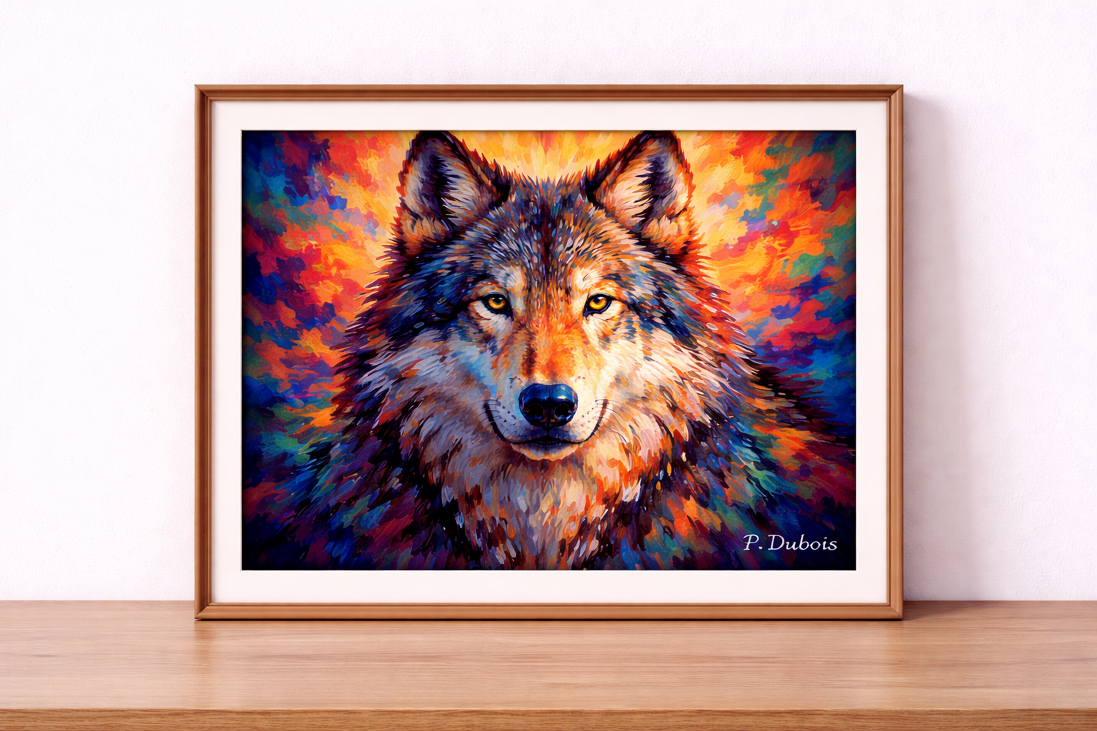 Majestic wolf in vibrant Fauvist colors