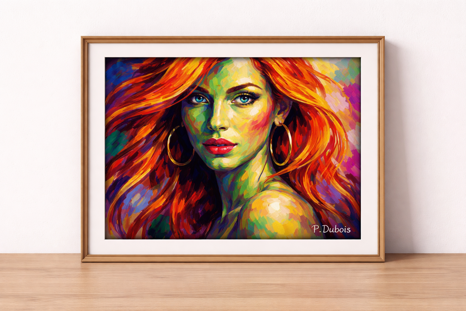 Vibrant Fauvist portrait with intense gaze