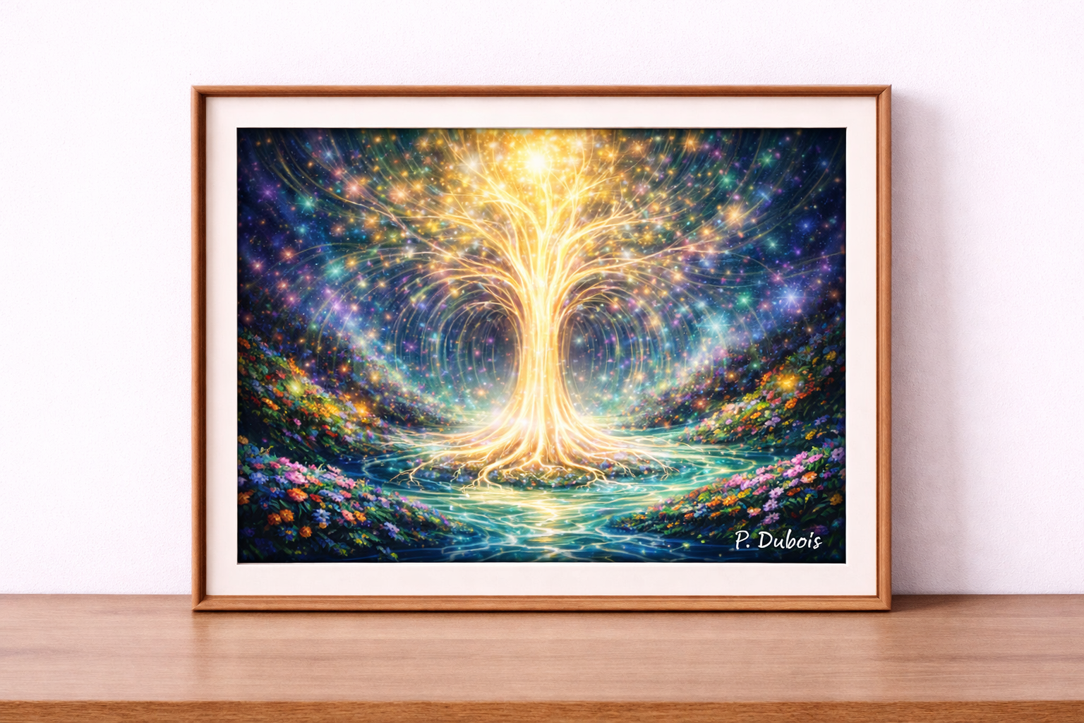 Arbre lumineux sur un fond éthéré