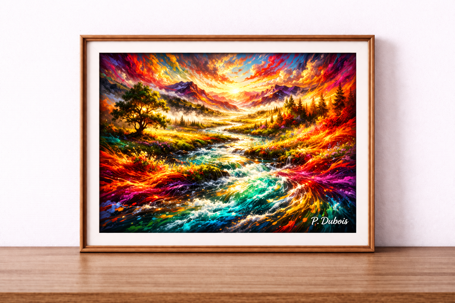 Vibrant landscape in a wooden frame 2