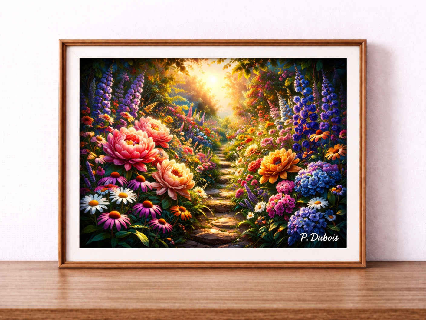 Jardin enchanté sous la lumière du soleil