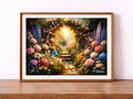 Jardin enchanté sous la lumière du soleil